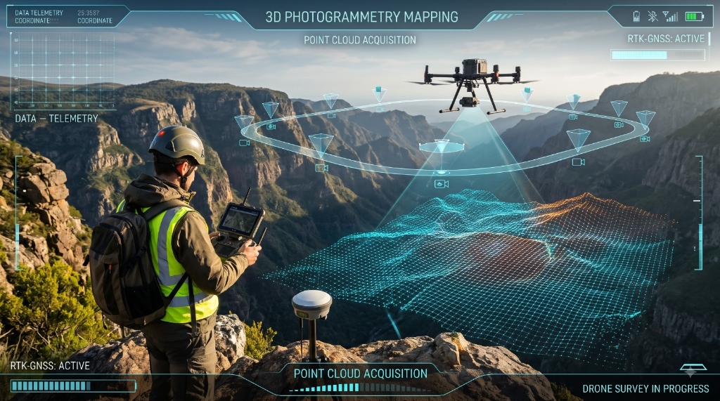 Drone survey and 3D point cloud photogrammetry mapping