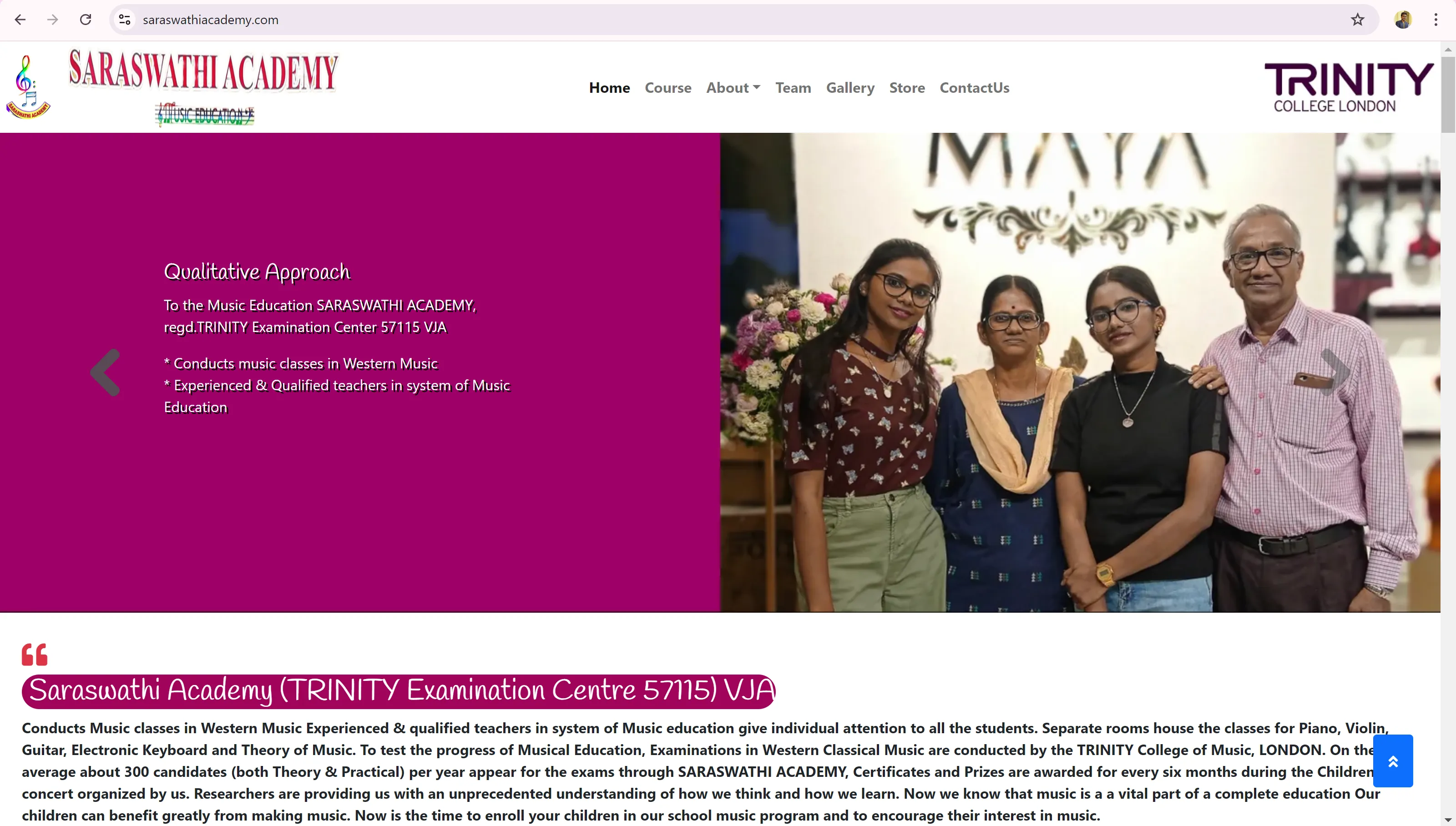 Saraswathi Academy website project